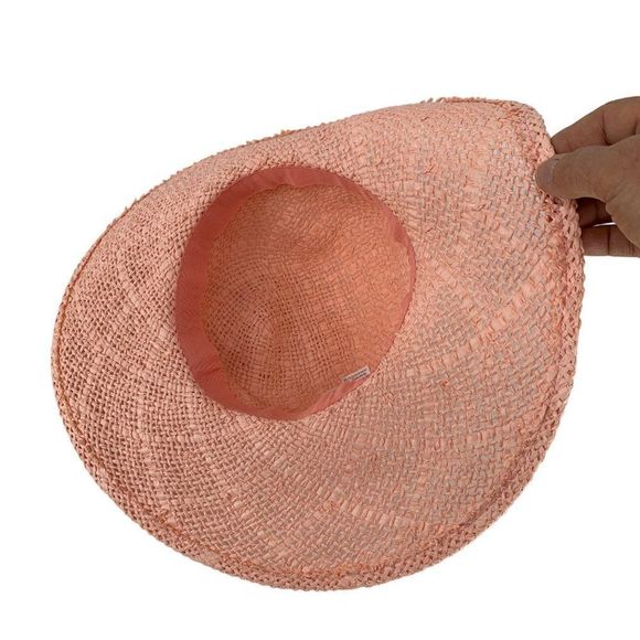 Dorothy Perkins Pink Straw Sun Hat Charm Ribbon 3715 Floppy Packable Resort - Picture 11 of 11